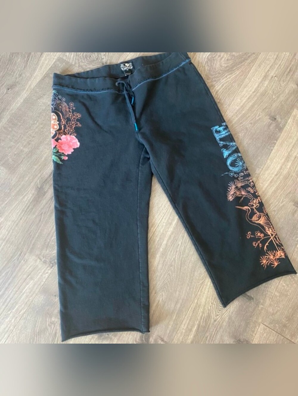 Vintage Lucky Black Cropped Wide Leg Pants XL